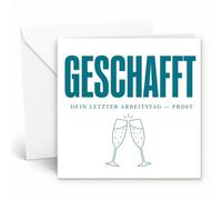 Edition Seidel Premium Square Greetings Card with Envelope Greeting Card Folding Card Saying for Colleague Husband Woman Job Change Retirement Goodbye Sparkling Cheers (ASQ129 SW026)