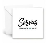 Edition Seidel Premium Square Greetings Card with Envelope Greeting Card Folding Card Saying Servus Job Retirement Pension for Colleague Man Honor Typography (ASQ136 SW026)