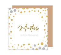 Edition Seidel Premium Square Master's Greetings Card with Envelope Card Greeting Card Saying Sayings Graduation Master Exam Study University Success Man Woman (PRQ120 SW026)
