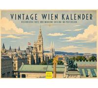 Edition Seidel Premium Vintage Vienna Calendar 2027 DIN A3 German Wall Calendar Austria Poster Retro Hofburg Cathedral St. Stephen's Prater Ferris Wheel Belvedere Castle
