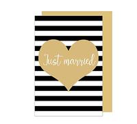 Edition Seidel Premium Wedding Card with Gold Embossing and Envelope Card Wedding Card Greeting Card Just Married Golden Heart (H423 SW022)