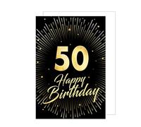 Edition Seidel Premium XXL Maxi 50th Birthday Card with Envelope Format DIN A4 Birthday Card Greeting Card Billet Happy Birthday Man Woman Gold (A4-GZ345-50)