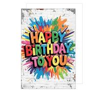 Edition Seidel Premium XXL Maxi Birthday Card with Envelope Format DIN A4 Birthday Card Folding Card English Saying Happy Birthday Woman Man Graffiti (A4-G1013)