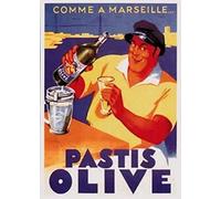 Éditions Clouet 29081 Poster Sign Plaque Pastis Olive 15 x 21 cm CP Metal