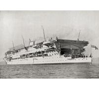 EDITORIAL HMS Courageous. One of the "hush-hush" ships of the British Royal Navy during WWI she was later converted into a aircraft carrier. From The Book of Ships published c.1920. Poster Print by