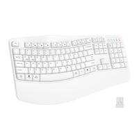 EDJO Ergonomic Wireless Keyboard for Large Hands, with Wrist Rest, Wave Keys, 2.4GHz Full Size Ergo Cordless USB Computer Keyboard, Comfortable Natural Typing, for Laptop, Mac, Windows (White)