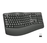 EDJO Ergonomic Wireless Keyboard with Wrist Rest, Wave Keys, for Large Hands, 2.4GHz Full Size Ergo Cordless USB Computer Keyboard, Comfortable Natural Typing, for Laptop, Mac, Windows (Gray)