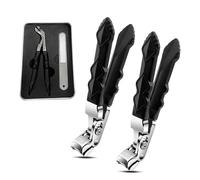 Edjyusa Nail Clipper, 2025 New Stainless Steel Nail Clippers, 180° Wide-Mouth Long Handle Anti-Splash Clipper, Long Handle Ergonomic Long Handle with Anti-Slip Grip (2sets)