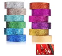 Edksegjcsous 12 Pcs Colorful Decorative Washi Masking Tape, Shiny Washi Tape Set Rainbow Washi Sticky Paper, 12 Colors Adhesive Washi Tapes Masking Set Washi Craft Tape for DIY Crafts Scrapbooking
