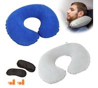 Edksegjcsous 2 Pcs Inflatable Neck Pillow for Travel, Compact Neck Support Pillow, Ultimate Comfort for Airplane, Kids Travel Pillow, Travel Neck Pillows for Adults, Lightweight and Portable