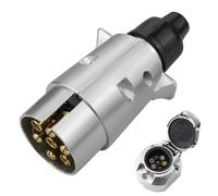Edksegjcsous 7 Pin Trailer Metal Plug, 12V Waterproof Connector for Towbar Electrics - Heavy Duty Round Auto Lamp Wiring Plug for Trailer, Caravan, Boat, RV, and Cars (Aluminium Alloy)