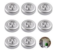 Edksegjcsous 8 Pieces Touch Activated LED Push Lights, Stick-on Battery Lights, Cordless Touch Lights for Closets, Cabinets, Counters, Utility Rooms, Small Stick-on Spot Lights