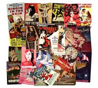 EDLMKM 100 Pcs Film Poster Stickers, Vintage Stickers, Retro Classic Movie Stickers, Retro Small Poster Waterproof Vinyl, for Laptop Scrapbook Notebook Guitar Suitcase Skateboard