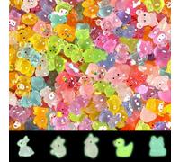 EDLMKM 100 Pcs Luminous Mini Resin Animals, Mini Resin Ducks, Miniature Colourful Animal, Tiny Animals Glow in the Dark Miniature Animal Figures Bulk, for Garden Dollhouse Landscape Decor