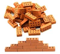 EDLMKM 100 Pcs Mini Red Wall Bricks Model Brick Building Set, Micro Bricks 8 Hole Brick, Building Bricks For Garden Model Village For DIY Dollhouse Garden Ornament Micro Landscape Accessories