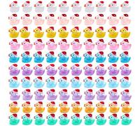 EDLMKM 100PCS Mini Ducks, 10 Colors Glitter Resin Tiny Ducks, Decoration Christmas Duck, for Micro Landscape Garden, Christmas Party Bag Fillers Indoor Decoration