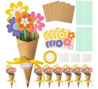 EDLMKM 12 Pack Flower Bouquet Craft Kit, Mothers Day Crafts for Kids, DIY Flower Paper Crafts Mother's Day, Mother's Day Activities Mum Craft Kits Make Your Own Mothers Day Card