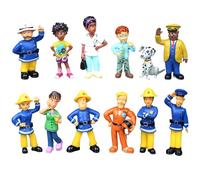 EDLMKM 12 Pcs Firefighter Cake Toppers Mini Figures Set Birthday Party Supplies Cupcake Figurines Kid Birthday Cake Decorations Supplies for Party Decoration Suppliess, Fireman Sam Figures