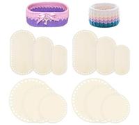 EDLMKM 12 Pcs Wooden Basket Bottom, Oval and Circle Blank Crochet Basket Base, 3 Sizes Crochet Basket Base, for DIY Basket Craft Weaving Making Supplies