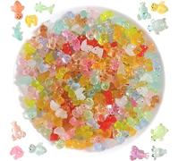 EDLMKM 120 Pcs Luminous Mini Resin Animals, Mini Resin Ducks, Miniature Colourful Animal, Tiny Animals Glow Miniature Animal Figures Bulk, for Garden Dollhouse Landscape Decor