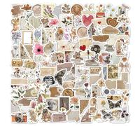 EDLMKM 120 PCS Vintage Stickers for Kindle, Waterproof Aesthetics Stickers, Bookish Smutty Sticker, Reading Booktok Glitter, for Notepad Album Scrapbooking Sticker Decoration