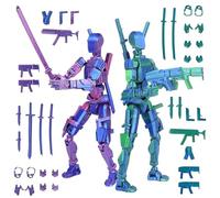 EDLMKM 13 Action Figure Set, 3D Printed Multi-Jointed, Multi-Articular Lucky Mobile Robot, Desktop Decorations for Game Lovers Toys Birthday Gifts Party Favors (Red/Blue)