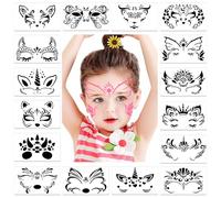 EDLMKM 16 Pcs Face Paint Stencils for Kids, Reusable Face Painting Stencilss, Plastic Tattoo Painting Templates for Kids Halloween Party Makeup, FFace Make-up Stencils for Children's Paintingg