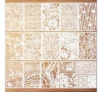 EDLMKM 16Pcs Stencils for Crafts Reusable, Floral Lace Layering Stencil, Mixed Media Stencils for Painting, Grains Flower Templates Spider Web Layering Spray Paint Stencil Kit