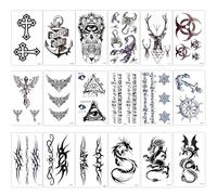 EDLMKM 18 Sheets Waterproof Temporary Tattoo FakeTattoos Body Art Sticker Cover Up Set, Fake Tattoos for Adults Men Women, Semi Permanent Transfer Tattoos Stickers, Dragon Tattoo, TTattoo Transfers