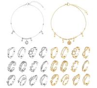 EDLMKM 24 pcs Adjustable Toe Rings Set, Anklets and Toe Ring, Open Stackable Simple Thumb Knuckle Joint Rings, Beach Foot Jewelry, Gifts for Mom Ladies Girls