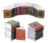 EDLMKM 24 PCS Miniatures Dollhouse Books, Miniature Books, 1:12 Scale Miniatures Dollhouse Books, Mini Books Model, Reusable Minature Books for Boys and Girls, Bedroom, Study Room