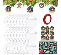 EDLMKM 25 Pcs Christmas Acrylic, 7.5 cm Christmas Acrylic Baubles, Clear acrylic Disc Ornaments, Christmas Ornaments, Flat Baubles, christmas Tree Party Hanging Decoration, Decoration DIY Blank