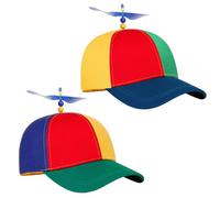 EDLMKM 2Pcs Propeller Hat for Adults, Funny Helicopter Fisherman Cap, Funny Hats, Helicopter Hat, Novelty, Adjustable, Colorful Patchwork Rainbow Design, for Fancy Dress Party Gifts