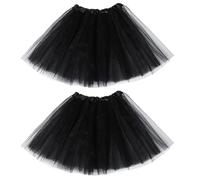 EDLMKM 2PCS Women 80's Tutu Skirt, Black Tutu Adult, Tutu Skirts for Women, Ladies Plain 3 Layered Short Tutu Skirt Tulle Adult Skirts Fancy Dress