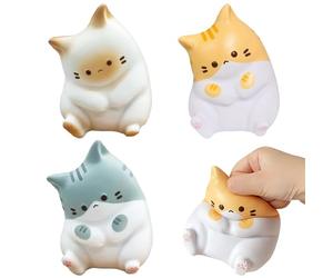 EDLMKM 3 PCS Mochi Squishy Toys, Kawaii Taba Squishy Set, Stress Balls For Boys Girls Party, Soft Squeeze Fidget Toys, Cute Fufu Stress Relief Sensory Play Fidget, Fun Birthday Gift for Anxiety Relief