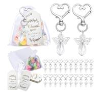 EDLMKM 30Pcs Thank You Keychain Gifts, Guardian Angel Keychains with Keyring Organza Bags Thanks Tags, for Guests Easter, Communion, Christenings, Baptism, Wedding, Prayer & Church Events Baby Shower
