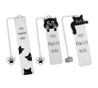 EDLMKM 3PCS Cat Bookmark Charming Cat Book Mark Cute Animal Book Mark Funny Bookmarker Aesthetics Metal Animal Reading Accessories for Reading Women Men Student Presents for Pet Lovers Birthday Gifts