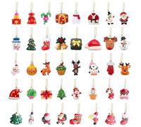 EDLMKM 40pcs Christmas Ornament Decorations, Miniature Funny Santa Ornament Decorative, Assorted Mini Xmas, Hanging Embellishments Suitable for Christmas Trees Windows Doors Xmas TreeHoliday Party Gif