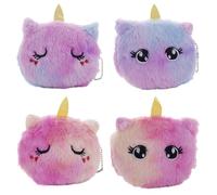 EDLMKM 4Pcs Unicorn Coin Purse, Small Kawaii Wallet with Zipper Keychain, Cute Small Wallet, Cartoon Cosmetic Items Bag, Mini Earphone Bag Funny Novelty Coin Pouch for Women