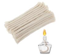 EDLMKM 50 Pcs 16cm / 6.3in Oil Lamp Wicks Replacement 7mm / 0.276in Round Candle Wick Braided for Alcohol Lamps and Candles, Cotton Wicks for Candle Oil Lamp Garden Torch Burner Alcohol Burner