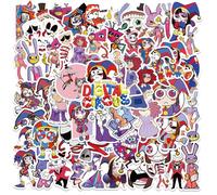 EDLMKM 56 pcs The Amazing Circus Stickers, Cute Stickers Pack, Waterproof Vinyl Sticker Decals, for Laptop, Skateboard, Water Bottles, Computer, Phone, Guitar, Vinyl Decals for Kids, Toddlers, Teens,