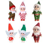 EDLMKM 6 Pcs Christmas Mini Elf Baby Naughty Baby Elves Dolls Toy for Boys and Girls, Tiny Babys Elf Doll Elfs Twins, Small Elfs Babys Doll Novelty Toys, for Kids Gift Xmas Stocking Stuffers