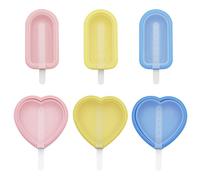 EDLMKM 6 Pieces Ice Lolly Moulds with Sticks, Reusable Silicone Ice Lolly Molds, Mini ICES Cream Maker, ICES Pop Cream Moulds, Perfect for DIY Cakesicles, Soothing Teethers, and Cake Pops
