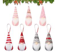 EDLMKM 7 Pcs Christmas Gnomes Hanging Ornaments, Christmas Ornament Decorations, Gnome Handmade Plush Santa Elves Christmas Tree Hanging Decorations Xmas Decoration (Pink)