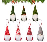 EDLMKM 7 Pcs Christmas Ornament Decorations, Christmas Gnomes Hanging Ornaments, Gnome Handmade Plush Santa Elves Christmas Tree Hanging Decorations Xmas Decoration (Green)