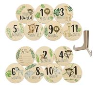 EDLMKM 7 Pcs Wooden Baby Milestone Cards, BBaby Monthly MilestoneCards, Double Sided Milestone Baby Cards, BBaby Announcement and Milestones, MMilestone Signs for New Parents, Hello WorldBaby Sign