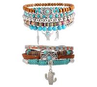 EDLMKM 9pcs Bracelets for Women, Boho Beaded Bracelet, Western Bracelets, Stretch Elastic, Bracelet Set Stackable or Wearable Separately, Jewelry for Friends Family Women Birthday Gift
