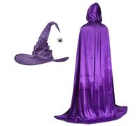 EDLMKM Adults Halloween Costume For Women Men, Wicked Costumes Ladies Men Spellbound Witch Purple Witch Grim Reaper Outfit Halloween Carnival Fancy Dress Costume Haunted House Parties
