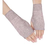 EDLMKM Cashmere Fingerless Gloves, Wrist Warmers Thumb Hole, Warm Half Fingerless Mittens for Women Ladies Christmas Gifts, Arm Gloves Mitten, Arm Warmers with Thumb Hole