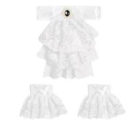 EDLMKM Colonial Lace Jabot Cuffs Set, Lace Cuffs and Necktie, Ruffle Neck, Clothing Accessories, Detachable, Perfect for Pirate, Vampire and Victorian Outfits